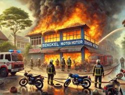 Bengkel Motor Ciputat Terbakar Hebat Warga Panik dan Kerugian Ratusan Juta