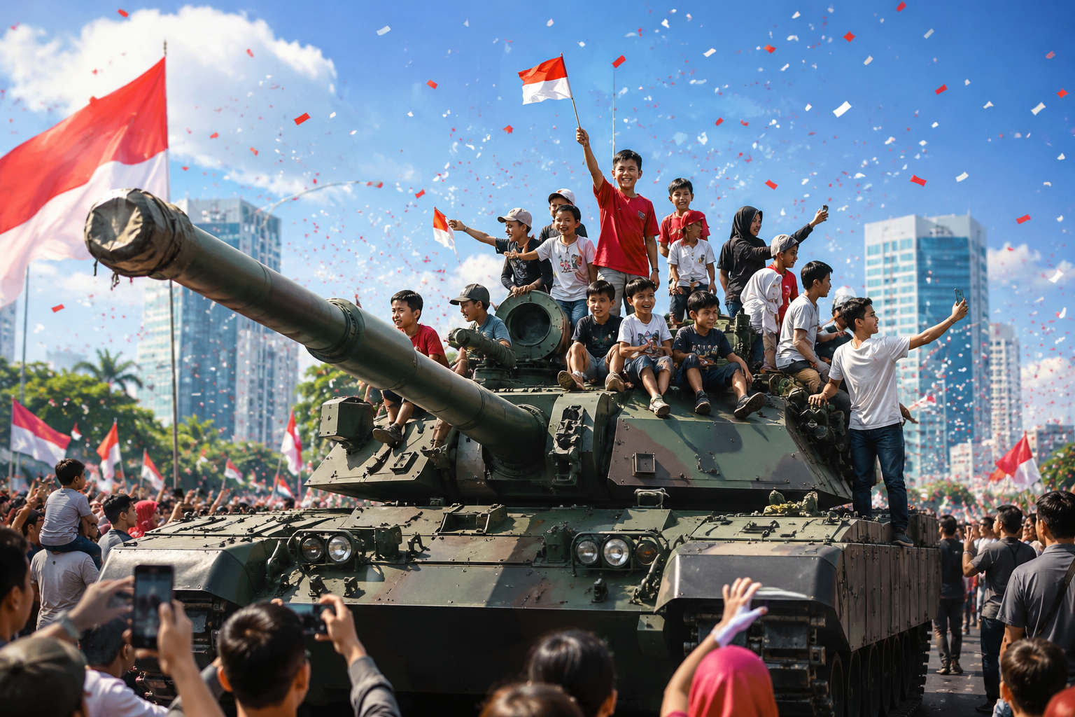 Naik Tank HUT RI Tangsel Viral