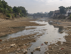 Sungai Cisadane Tangerang Surut Drastis Kondisinya Jadi Perhatian Warga Sekitar